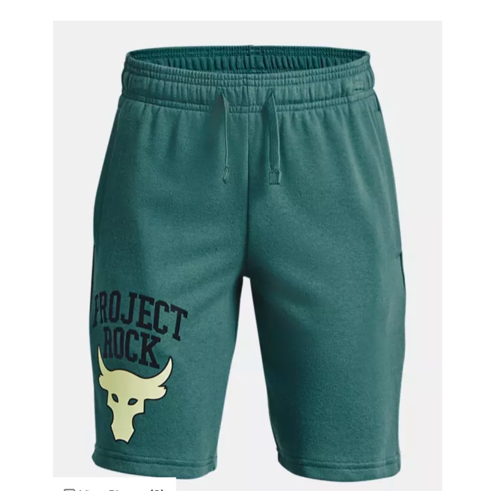 Boys Project Rock Brahma Bull Terry Shorts Youth Large Coastal Teal $50 NWT